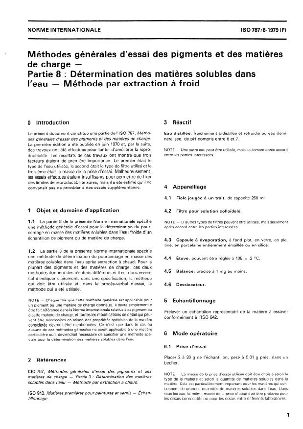 ISO 787-8:1979 - Méthodes générales d'essai des pigments et des matieres de charge