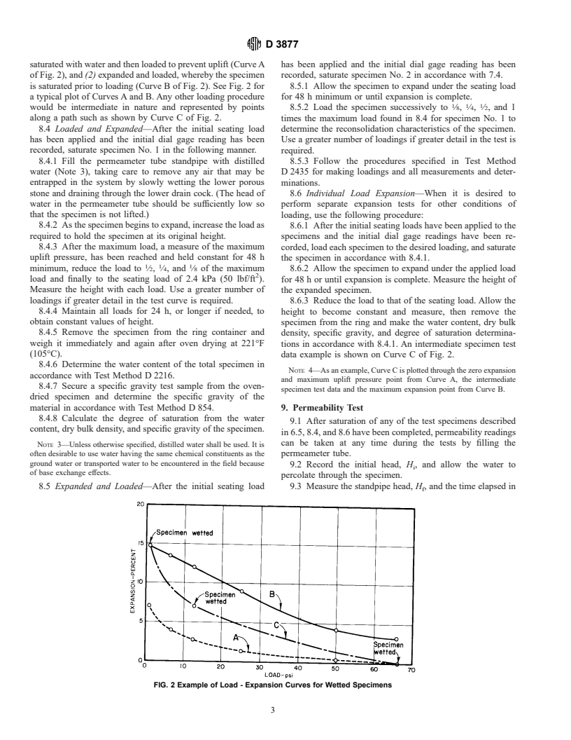 ASTM D3877-96 - Standard Test Methods for One-Dimensional Expansion, Shrinkage, and Uplift Pressure of Soil-Lime Mixtures