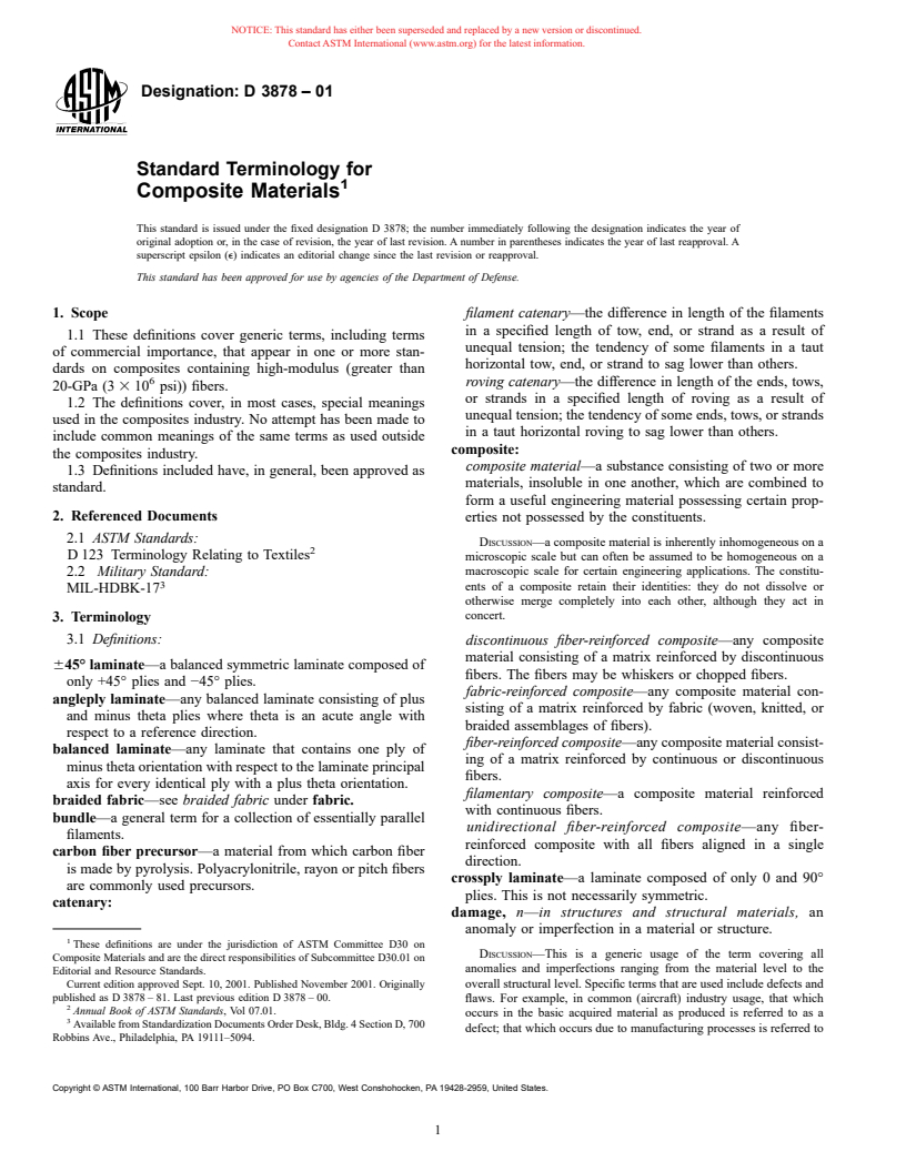 ASTM D3878-01 - Standard Terminology Composite Materials