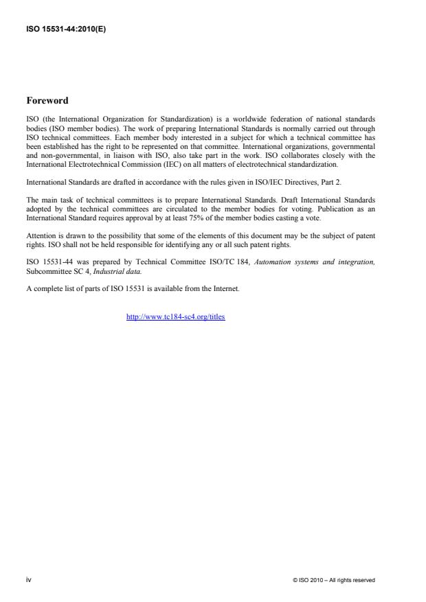 ISO 15531-44:2010 ISO 15531-44:2010 - Industrial automation systems and integration -- Industrial manufacturing management data - Page 4 preview