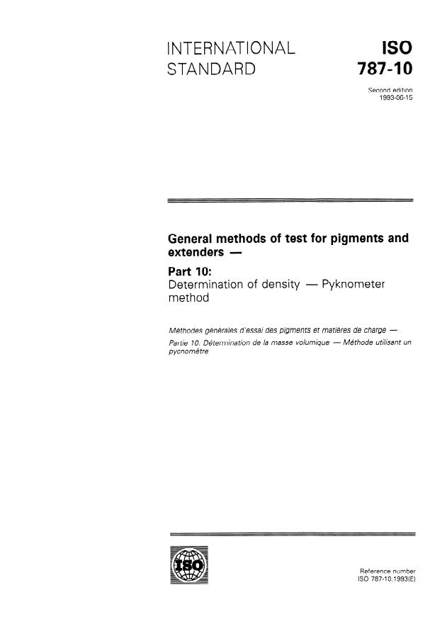ISO 787-10:1993 - General methods of test for pigments and extenders