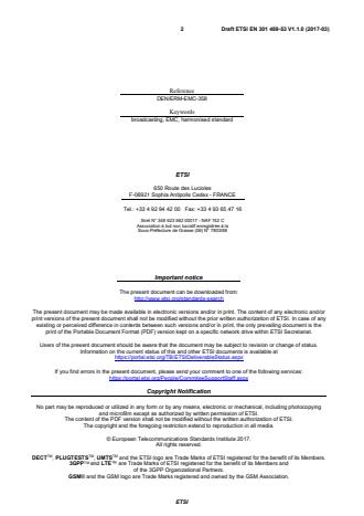 SIST EN 301 489-53 V1.1.1:2019 ETSI EN 301 489-53 V1.1.0 (2017-03) - ElectroMagnetic Compatibility (EMC) standard for radio equipment and services; Part 53: Specific conditions for terrestrial sound broadcasting and digital TV broadcasting service transmitters and associated ancillary equipment; Harmonised standard covering the essential requirements of article 3.1(b) of Directive 2014/53/EU - Page 2 preview