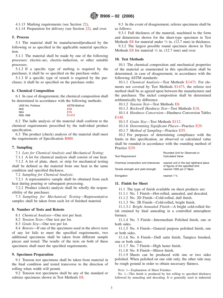 ASTM B906-02(2006) - Standard Specification for General Requirements for Flat-Rolled Nickel and Nickel Alloys Plate, Sheet, and Strip