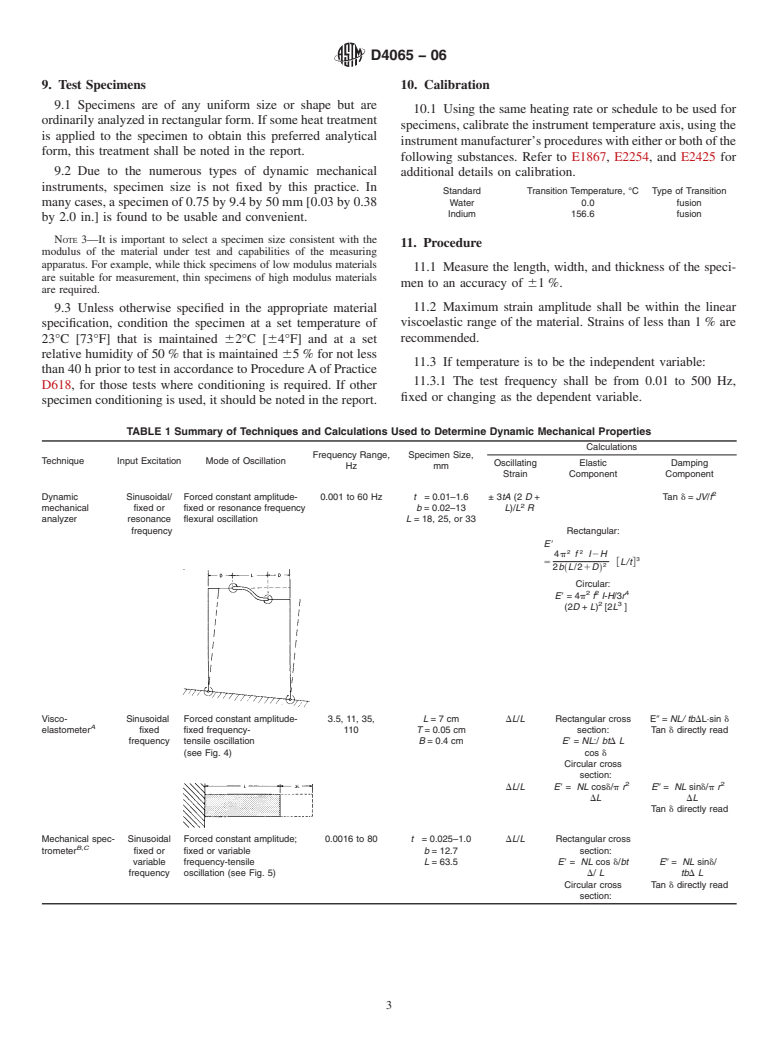 ASTM D4065-06 - Standard Practice for Plastics: Dynamic Mechanical Properties: Determination and Report of Procedures