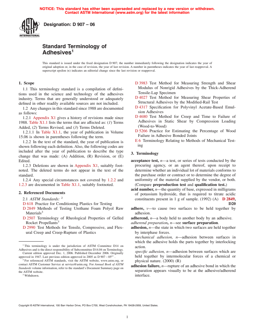 ASTM D907-06 - Standard Terminology of Adhesives