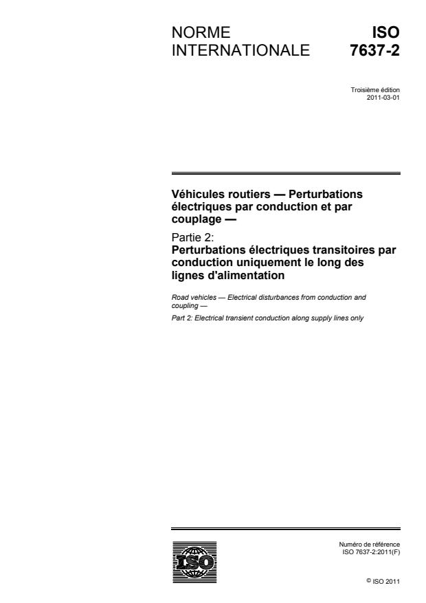 ISO 7637-2:2011 - Véhicules routiers -- Perturbations électriques par conduction et par couplage