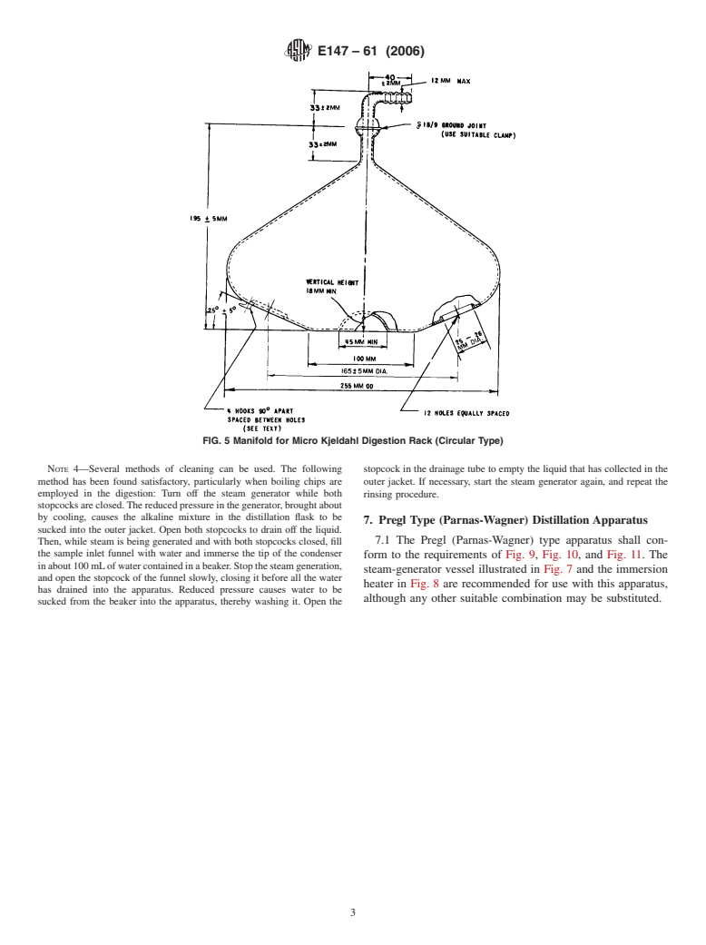 ASTM E147-61(2006) - Standard Specification for Apparatus For Microdetermination Of Nitrogen By Kjeldahl Method