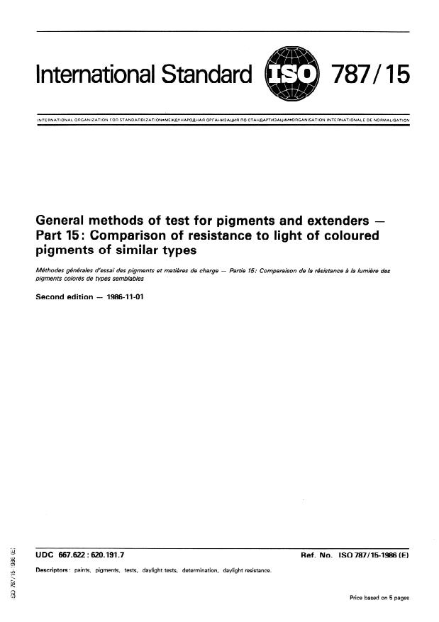 ISO 787-15:1986 - General methods of test for pigments and extenders
