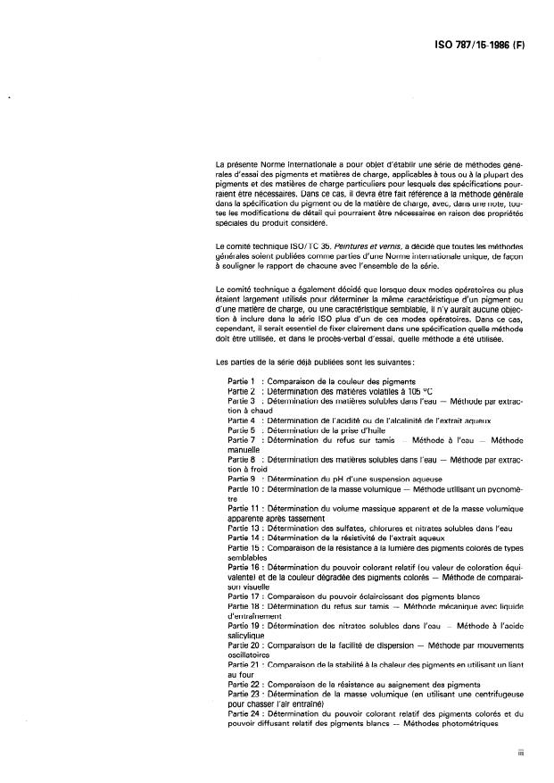 ISO 787-15:1986 - Méthodes générales d'essai des pigments et matieres de charge