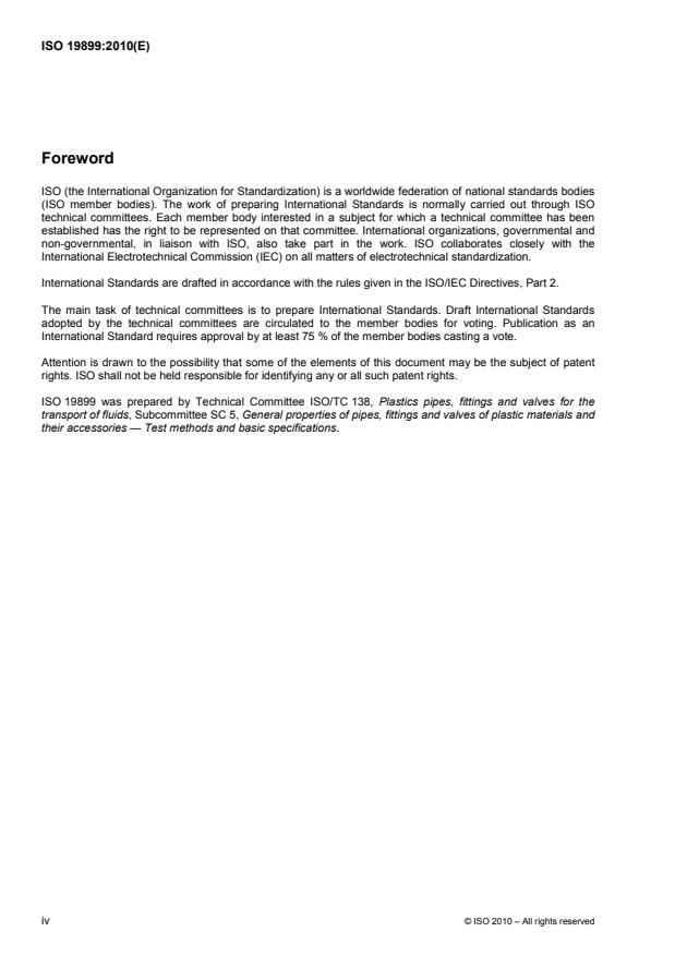 ISO 19899:2010 ISO 19899:2010 - Plastics piping systems -- Polyolefin pipes and mechanical fitting assemblies -- Test method for the resistance to end load (AREL test) - Page 4 preview