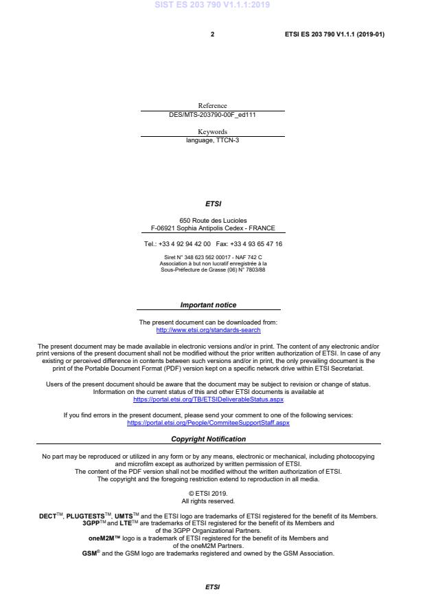 SIST ES 203 790 V1.1.1:2019 SIST ES 203 790 V1.1.1:2019 - Page 4 preview