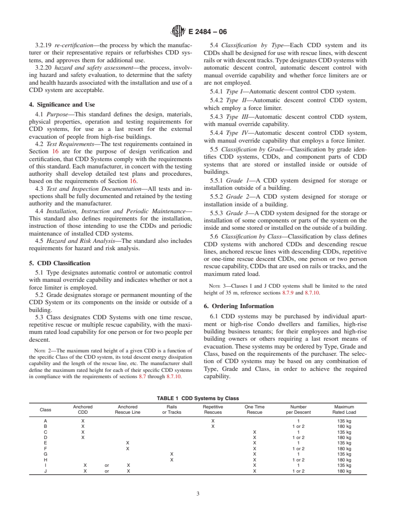 ASTM E2484-06 - Standard Specification for High-Rise Building External Evacuation Controlled Descent Devices