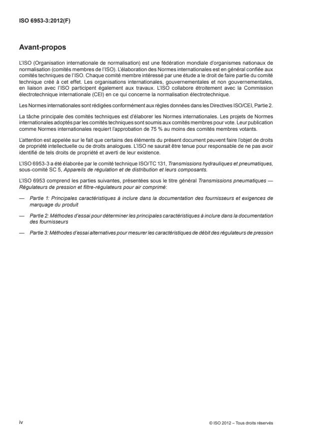 ISO 6953-3:2012 ISO 6953-3:2012 - Transmissions pneumatiques -- Régulateurs de pression et filtre-régulateurs pour air comprimé - Page 4 preview