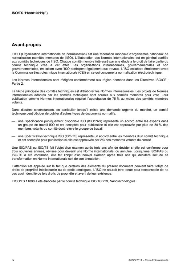 ISO/TS 11888:2011 ISO/TS 11888:2011 - Nanotechnologies -- Caractérisation des nanotubes en carbone multicouches -- Facteurs de forme mésoscopique - Page 4 preview