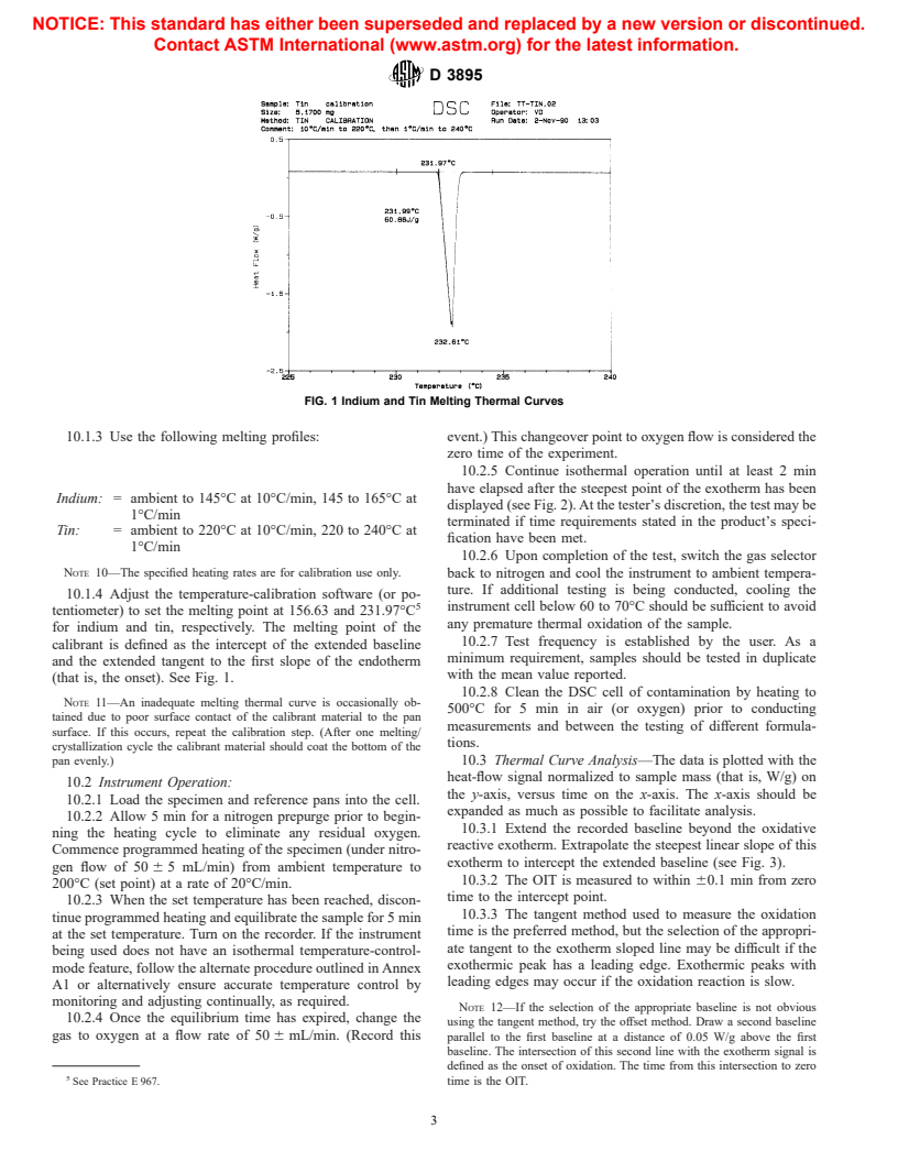 ASTM D3895-98 - Standard Test Method for Oxidative-Induction Time of Polyolefins by Differential Scanning Calorimetry