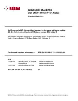 SIST EN 301 908-23 V15.1.1:2023 SIST EN 301 908-23 V15.1.1:2023 - Page 1 preview