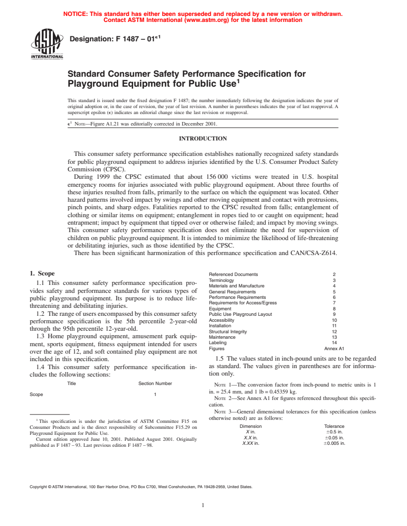 ASTM F1487-01e1 - Standard Consumer Safety Performance Specification for Playground Equipment for Public Use