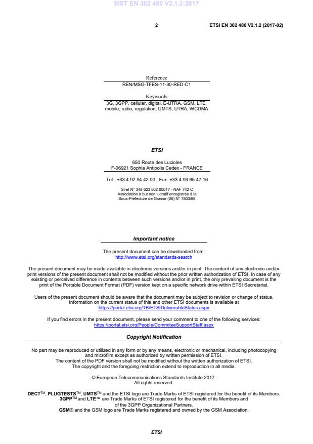 SIST EN 302 480 V2.1.2:2017 SIST EN 302 480 V2.1.2:2017 - Page 4 preview