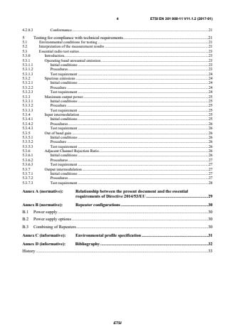 SIST EN 301 908-11 V11.1.2:2017 ETSI EN 301 908-11 V11.1.2 (2017-01) - IMT cellular networks; Harmonised Standard covering the essential requirements of article 3.2 of the Directive 2014/53/EU; Part 11: CDMA Direct Spread (UTRA FDD) Repeaters - Page 4 preview