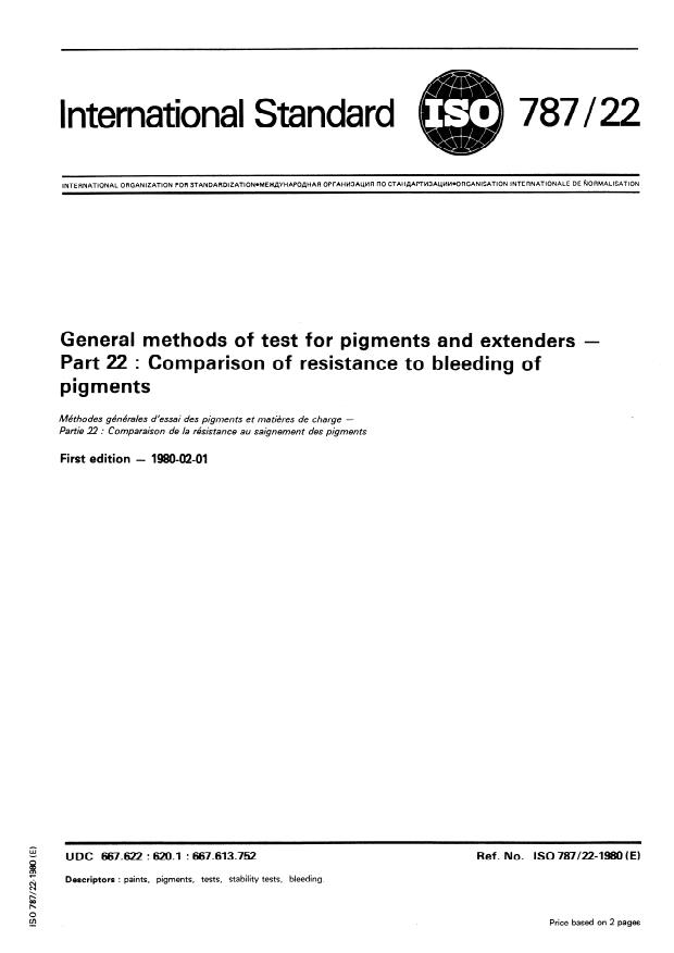 ISO 787-22:1980 - General methods of test for pigments and extenders