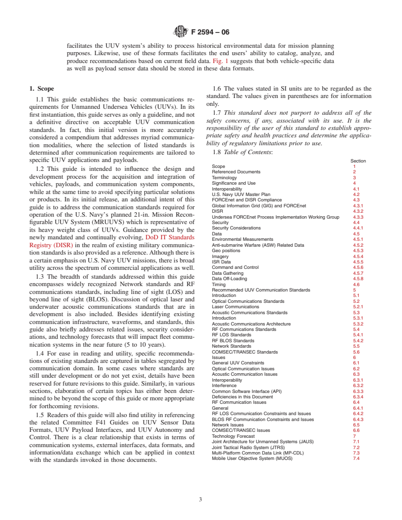 ASTM F2594-06 - Standard Guide for Unmanned Undersea Vehicle (UUV) Communications