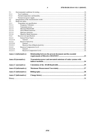 SIST EN 303 213-6-1 V3.1.1:2019 ETSI EN 303 213-6-1 V3.1.1 (2019-07) - Advanced Surface Movement Guidance and Control System (A-SMGCS); Part 6: Harmonised Standard for access to radio spectrum for deployed surface movement radar sensors; Sub-part 1: X-band sensors using pulsed signals and transmitting power up to 100 kW - Page 4 preview