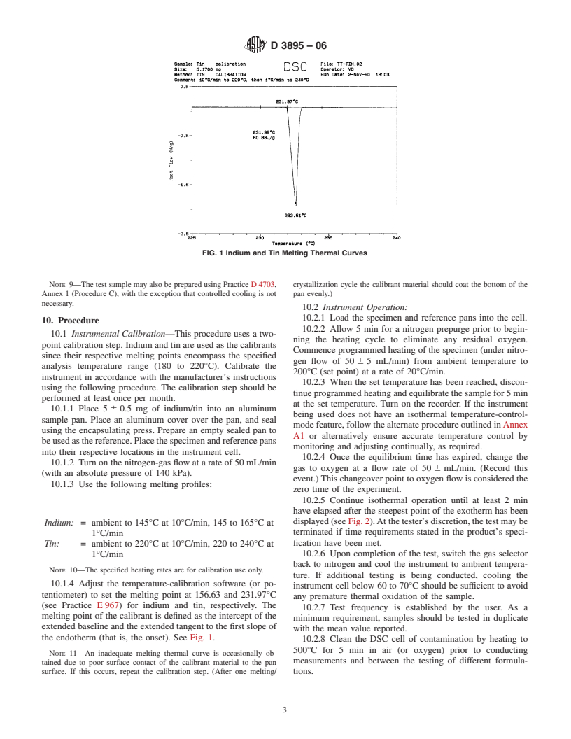 ASTM D3895-06 - Standard Test Method for Oxidative-Induction Time of Polyolefins by Differential Scanning Calorimetry