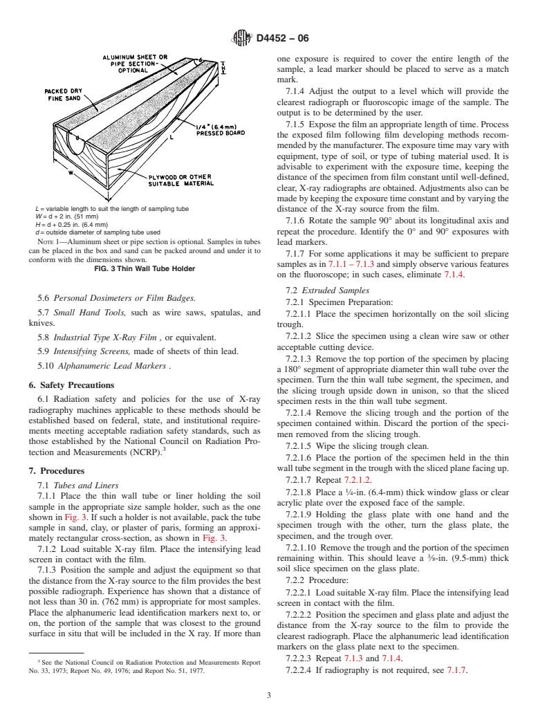 ASTM D4452-06 - Standard Practice for X-Ray Radiography of Soil Samples