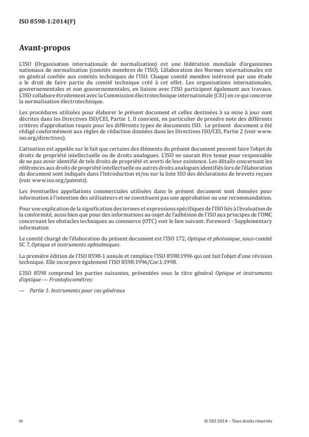 ISO 8598-1:2014 ISO 8598-1:2014 - Optique et instruments d'optique -- Frontofocomètres - Page 4 preview