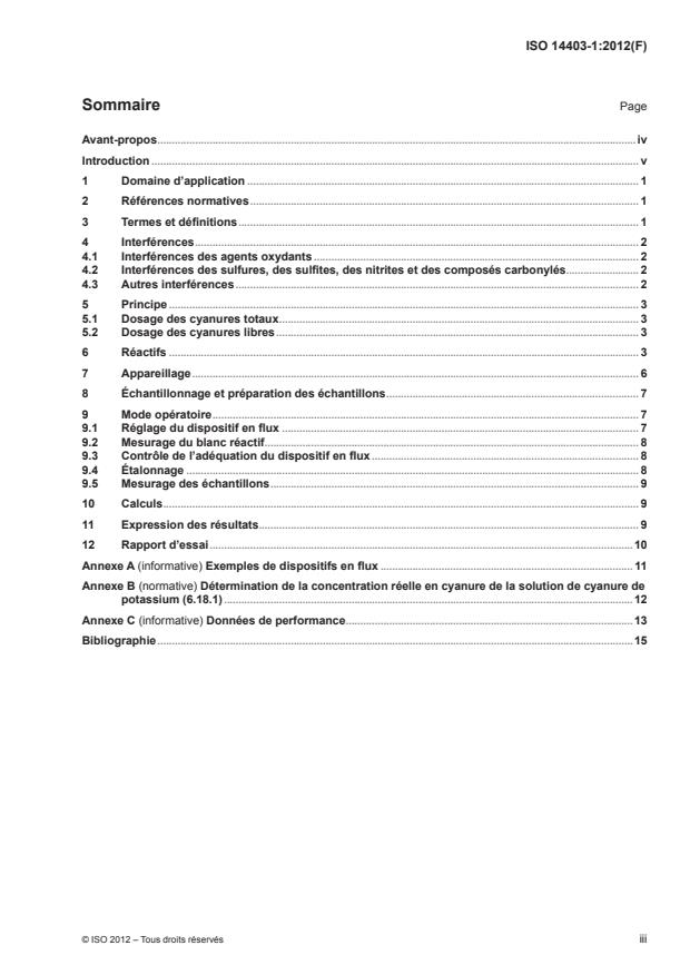 ISO 14403-1:2012 - Qualité de l'eau -- Dosage des cyanures totaux et des cyanures libres par analyse en flux (FIA et CFA)