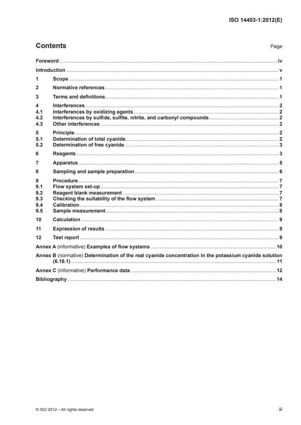 ISO 14403-1:2012 - Water quality -- Determination of total cyanide and free cyanide using flow analysis (FIA and CFA)