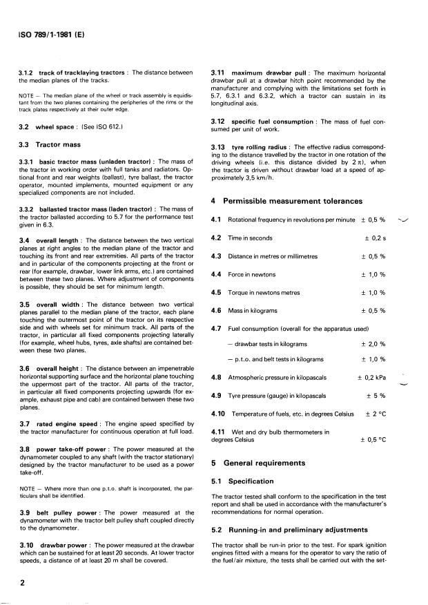 ISO 789-1:1981 ISO 789-1:1981 - Agricultural tractors -- Test procedures - Page 4 preview