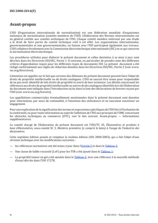 ISO 2000:2014 ISO 2000:2014 - Caoutchouc naturel brut -- Lignes directrices pour la spécification de caoutchoucs spécifiés techniquement (TSR) - Page 4 preview