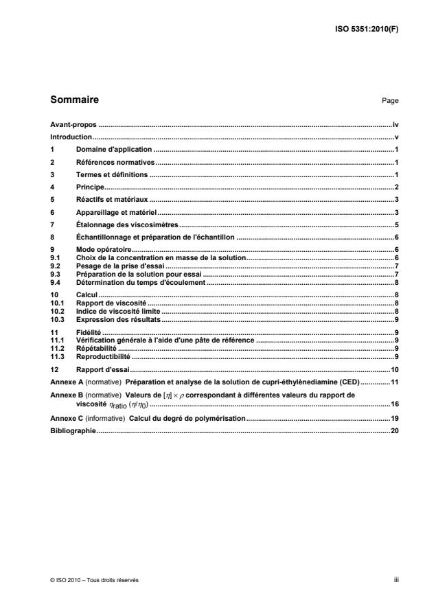 ISO 5351:2010 - Pâtes -- Détermination de l'indice de viscosité limite a l'aide d'une solution de cupri-éthylenediamine (CED)