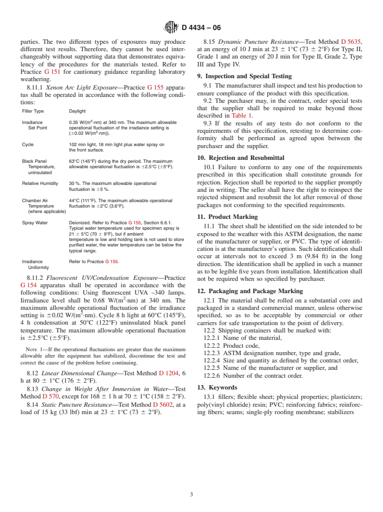 ASTM D4434-06 - Standard Specification for Poly(Vinyl Chloride) Sheet Roofing