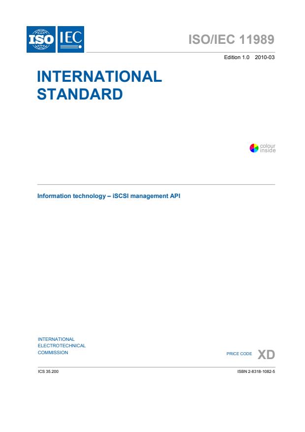 ISO/IEC 11989:2010 - Information technology -- iSCSI Management API