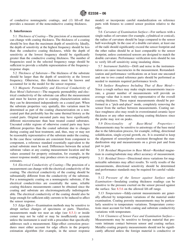 ASTM E2338-06 - Standard Practice for Characterization of Coatings Using Conformable Eddy-Current Sensors without Coating Reference Standards