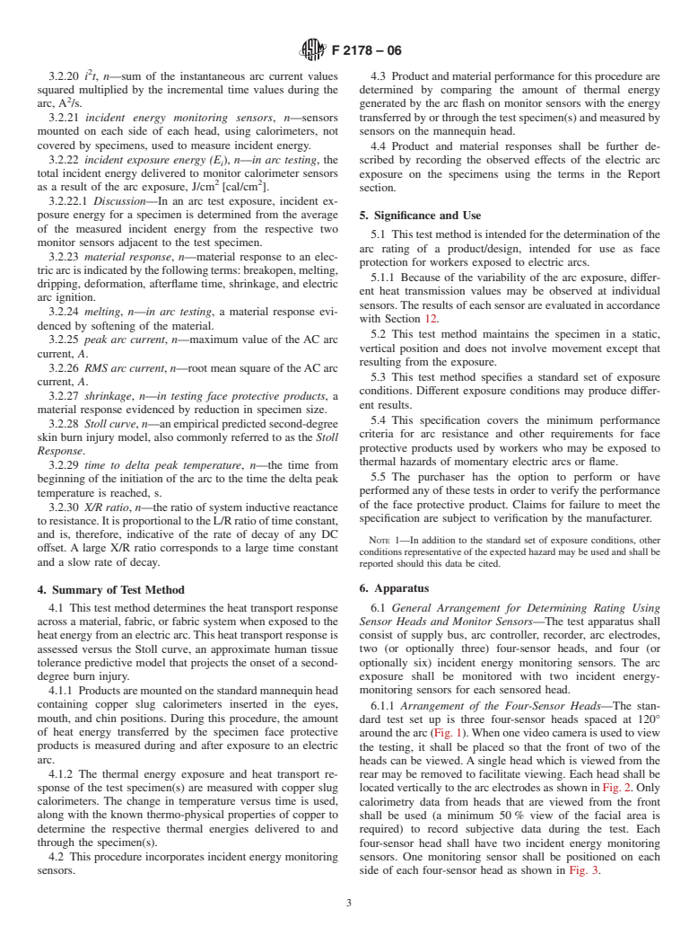 ASTM F2178-06 - Standard Test Method for Determining the Arc Rating and Standard Specification for Face Protective Products