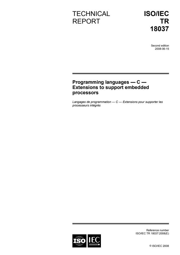 ISO/IEC TR 18037:2008 - Programming languages -- C -- Extensions to support embedded processors