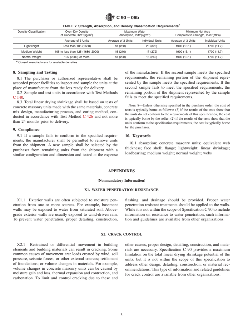 ASTM C90-06b - Standard Specification for Loadbearing Concrete Masonry Units