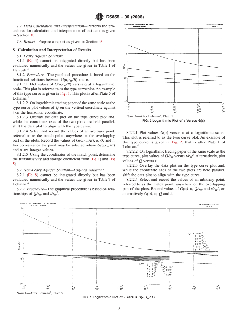 ASTM D5855-95(2006) - Standard Test Method for  (Analytical Procedure) for Determining Transmissivity and Storage Coefficient of Confined Nonleaky or Leaky Aquifer by Constant Drawdown Method in Flowing Well