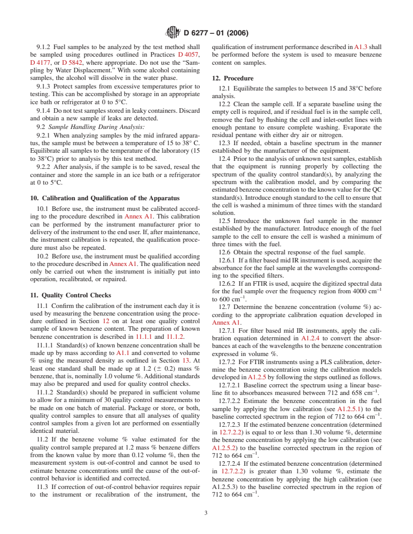 ASTM D6277-01(2006) - Standard Test Method for Determination of Benzene in Spark-Ignition Engine Fuels Using Mid Infrared Spectroscopy