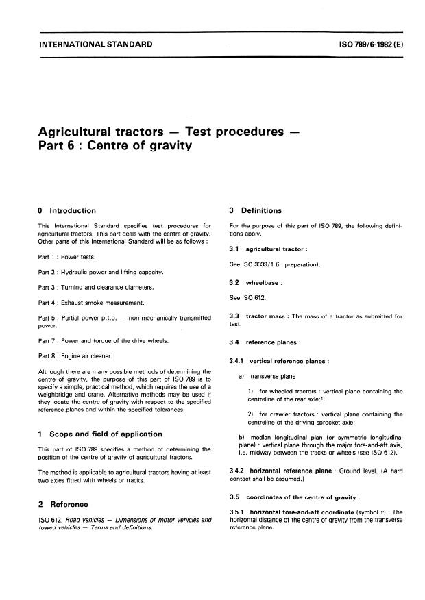 ISO 789-6:1982 - Agricultural tractors -- Test procedures