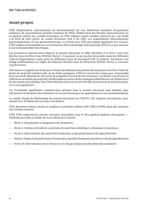 ISO 7206-6:2013 ISO 7206-6:2013 - Implants chirurgicaux -- Protheses partielles et totales de l'articulation de la hanche - Page 4 preview