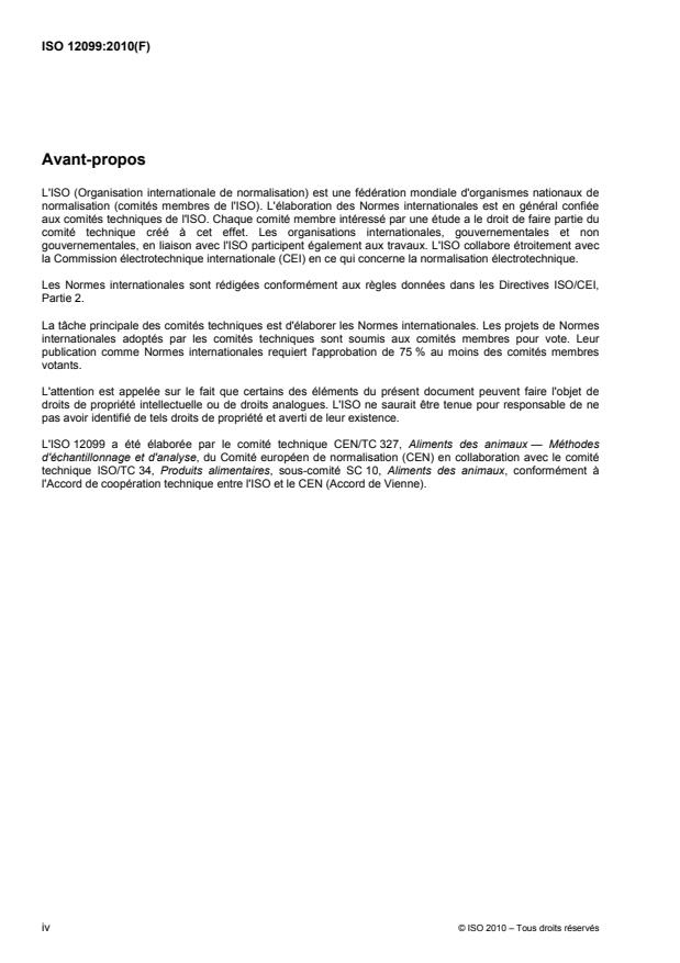 ISO 12099:2010 ISO 12099:2010 - Aliments des animaux, céréales et produits de mouture des céréales -- Lignes directrices pour l'application de la spectrométrie dans le proche infrarouge - Page 4 preview