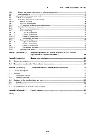SIST EN 303 520 V1.1.1:2018 ETSI EN 303 520 V1.0.0 (2017-07) - Short Range Devices (SRD); Ultra Low Power (ULP) wireless medical capsule endoscopy devices operating in the band 430 MHz to 440 MHz; Harmonised Standard for access to radio spectrum - Page 4 preview