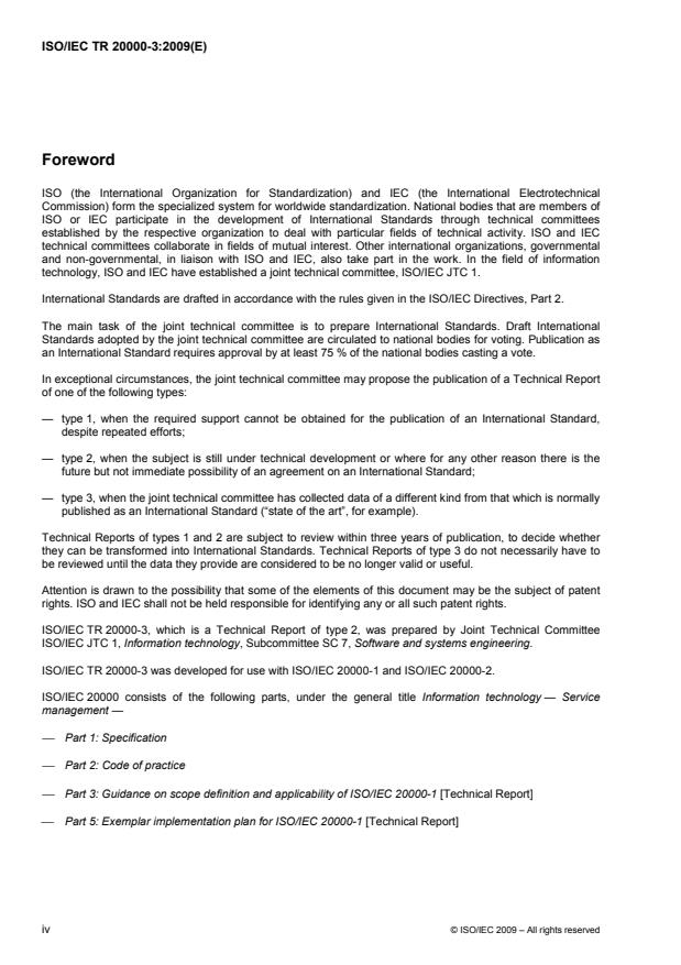 ISO/IEC TR 20000-3:2009 ISO/IEC TR 20000-3:2009 - Information technology -- Service management - Page 4 preview