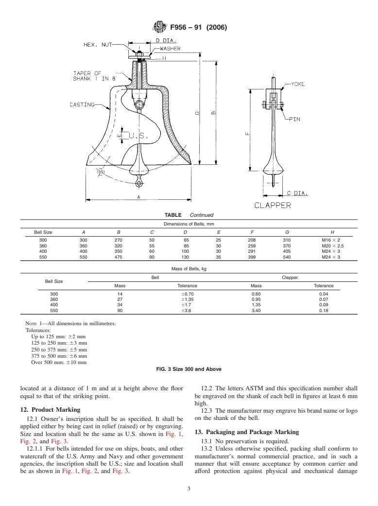 ASTM F956-91(2006) - Standard Specification for Bell, Cast, Sound Signalling