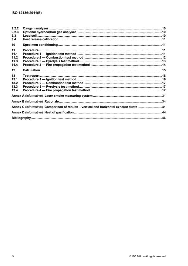 ISO 12136:2011 ISO 12136:2011 - Reaction to fire tests -- Measurement of material properties using a fire propagation apparatus - Page 4 preview