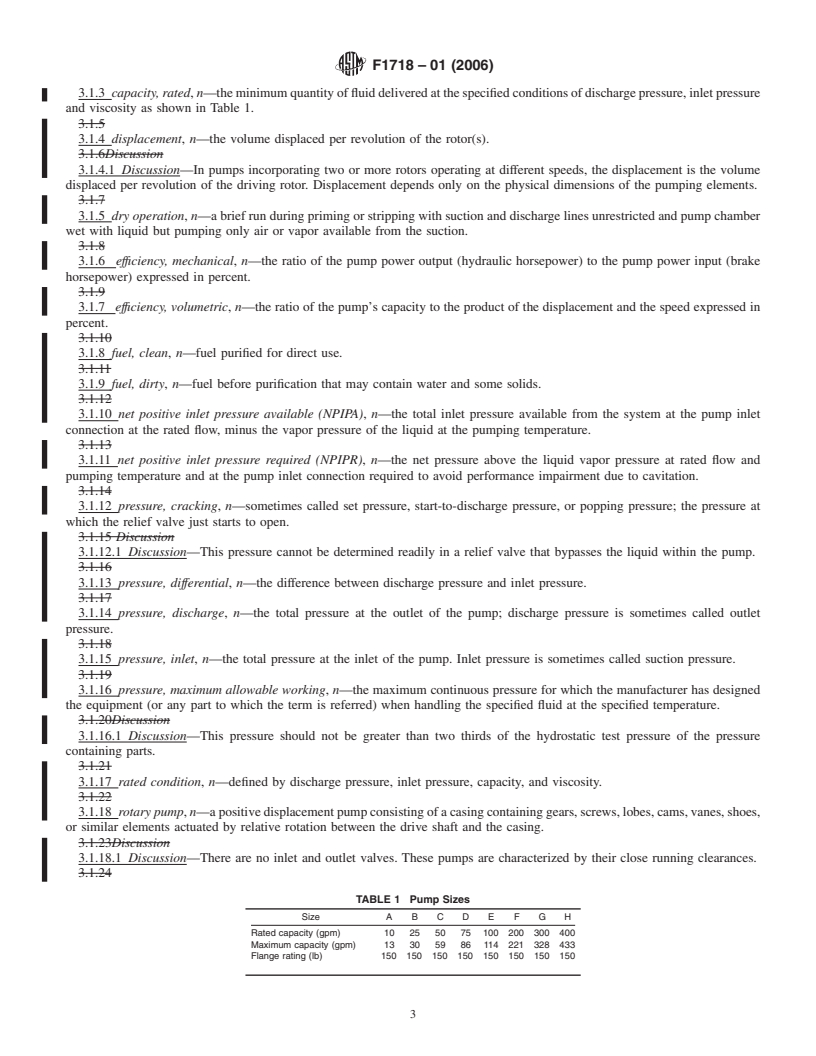 REDLINE ASTM F1718-01(2006) - Standard Specification for Rotary Positive Displacement Distillate Fuel Pumps